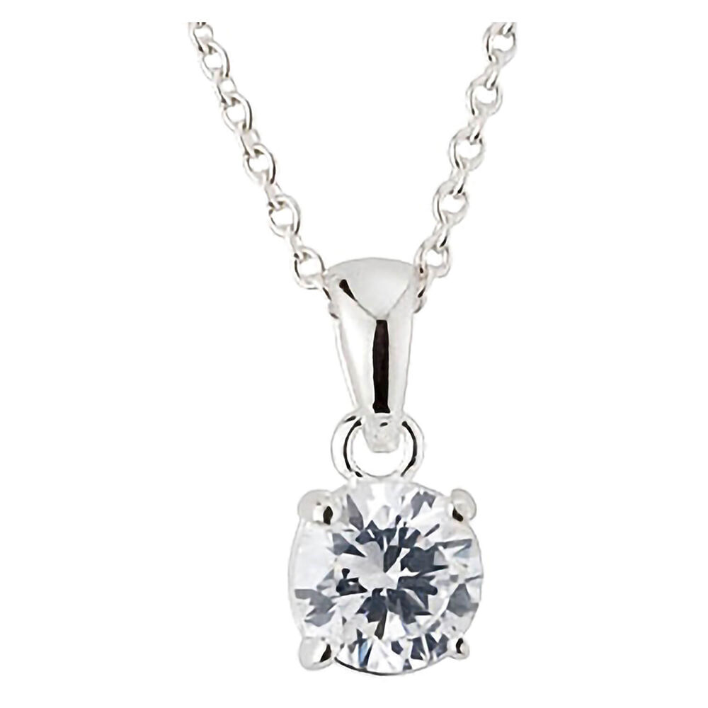 Silver 6mm cubic zirconia solitaire pendant (Chain Included) image number 0