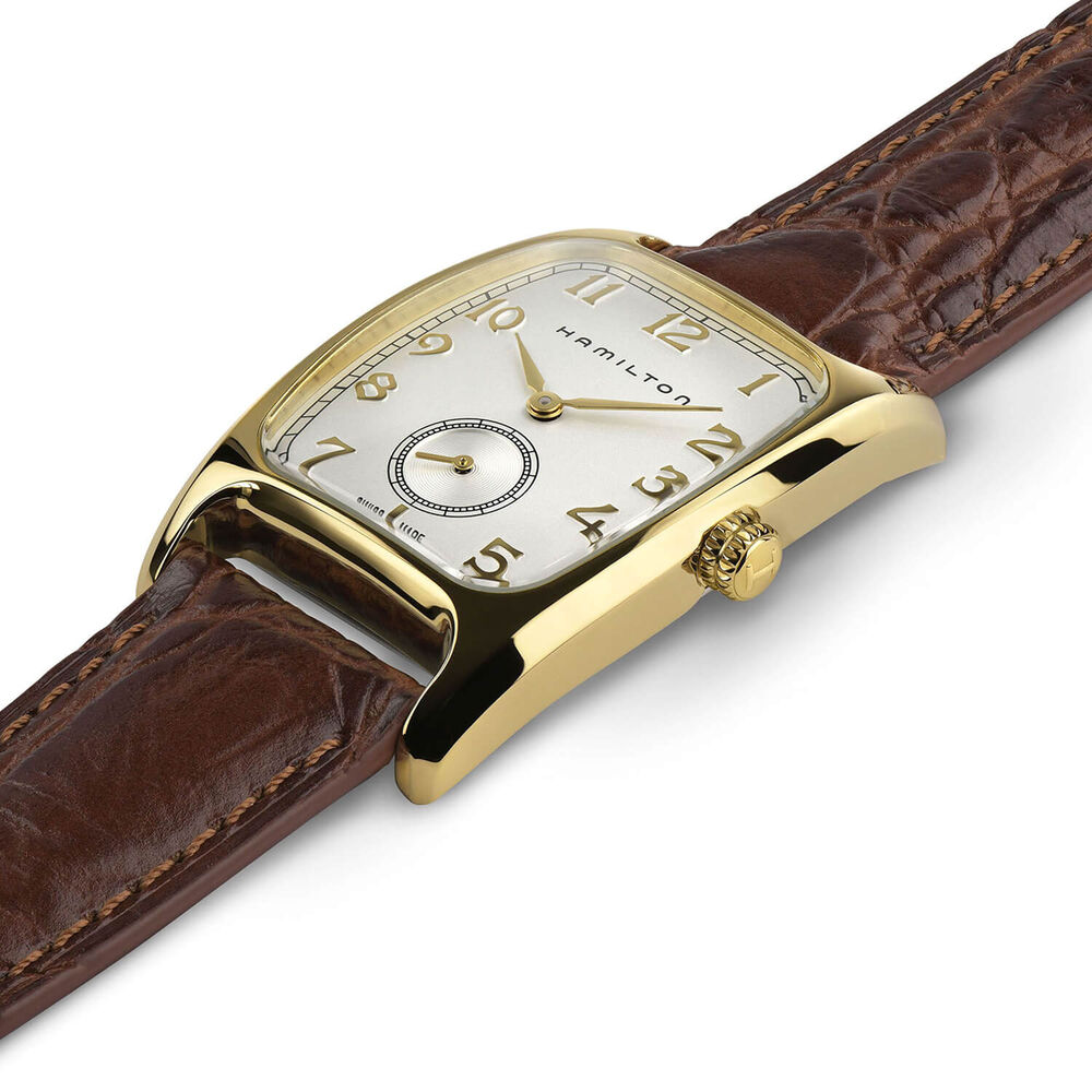 Hamilton American Classic Boulton  Quartz 27mm x 31,6mm White Dial Brown Leather Strap Watch image number 2