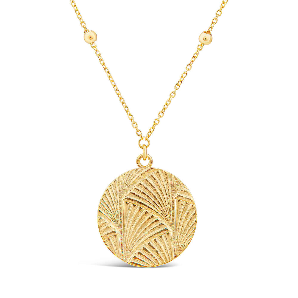 9ct Yellow Gold Textured Round Disc Bead Chain Necklet image number 0