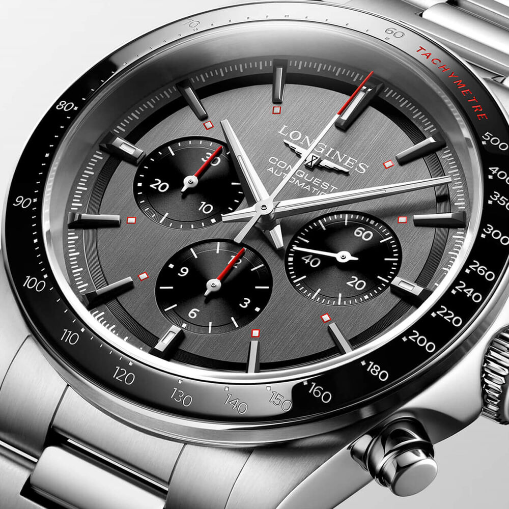 Longines Conquest Chrono Ski Edition 42mm Anthracite Dial Steel Bracelet Watch image number 3