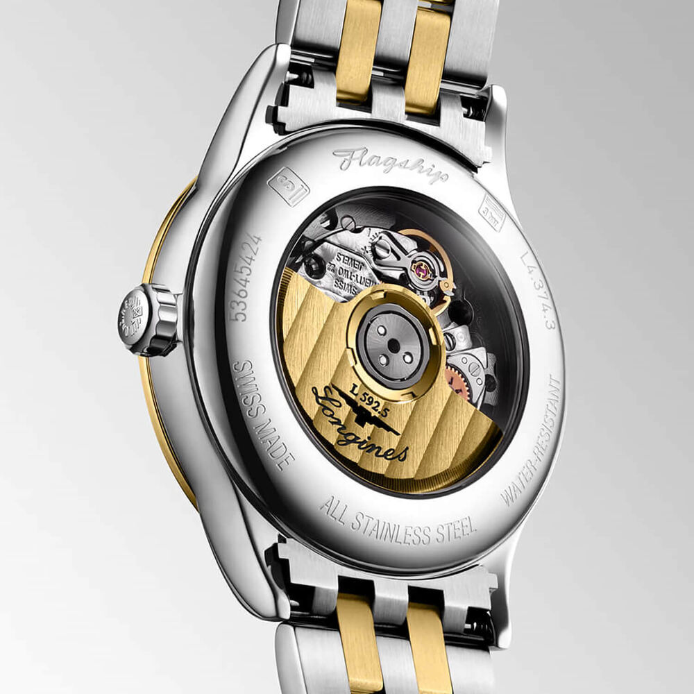 Longines Elegance Flagship Classic 30mm White Dial Diamond Dots Gold PVD Steel Bracelet Watch image number 3