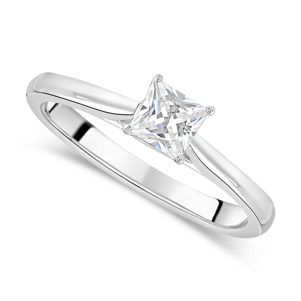 Floral Platinum 0.50ct Princess Diamond Ring