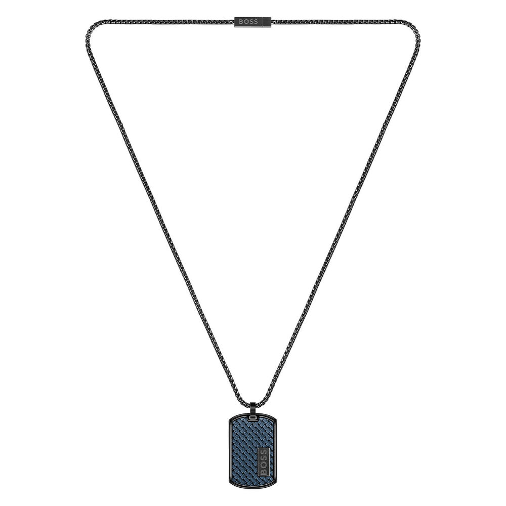 BOSS Gents Lander Black IP Dog Tag Necklace