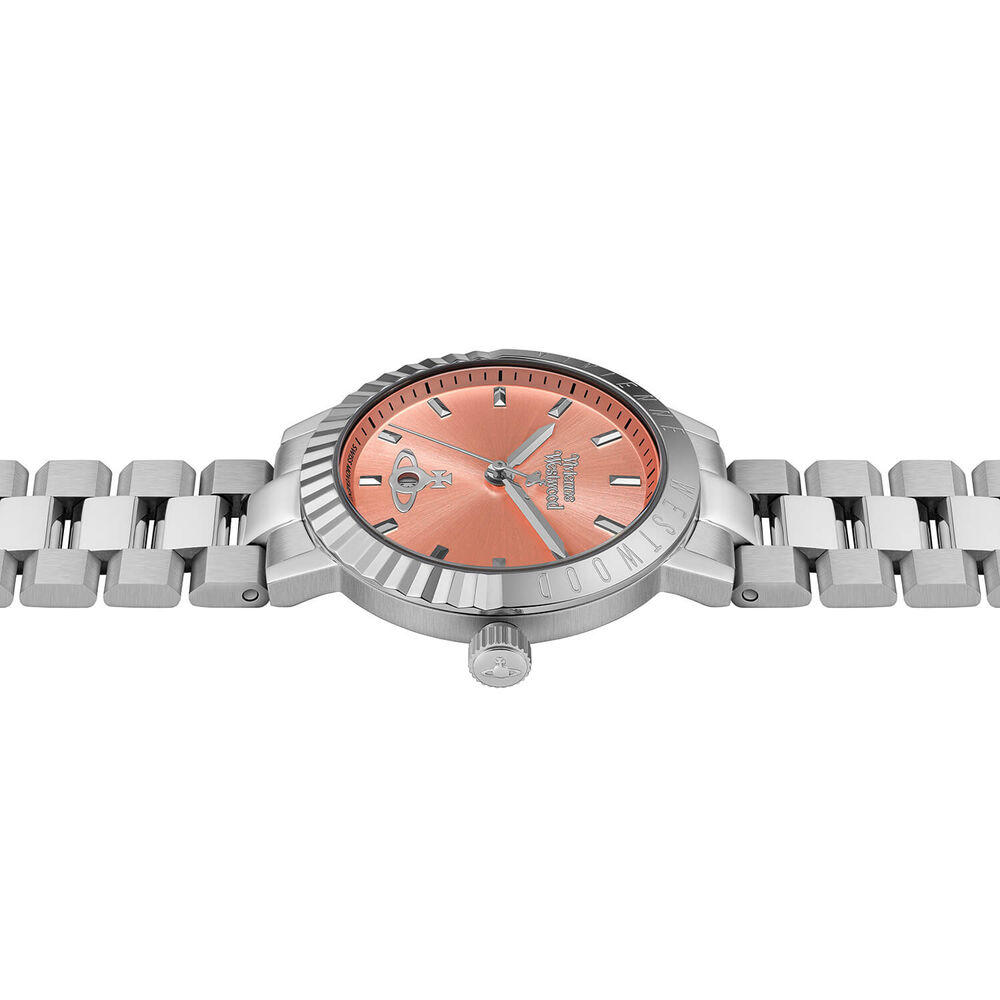 Vivienne Westwood Dulwich 34mm Coral Pink Dial Steel Bracelet Watch image number 3