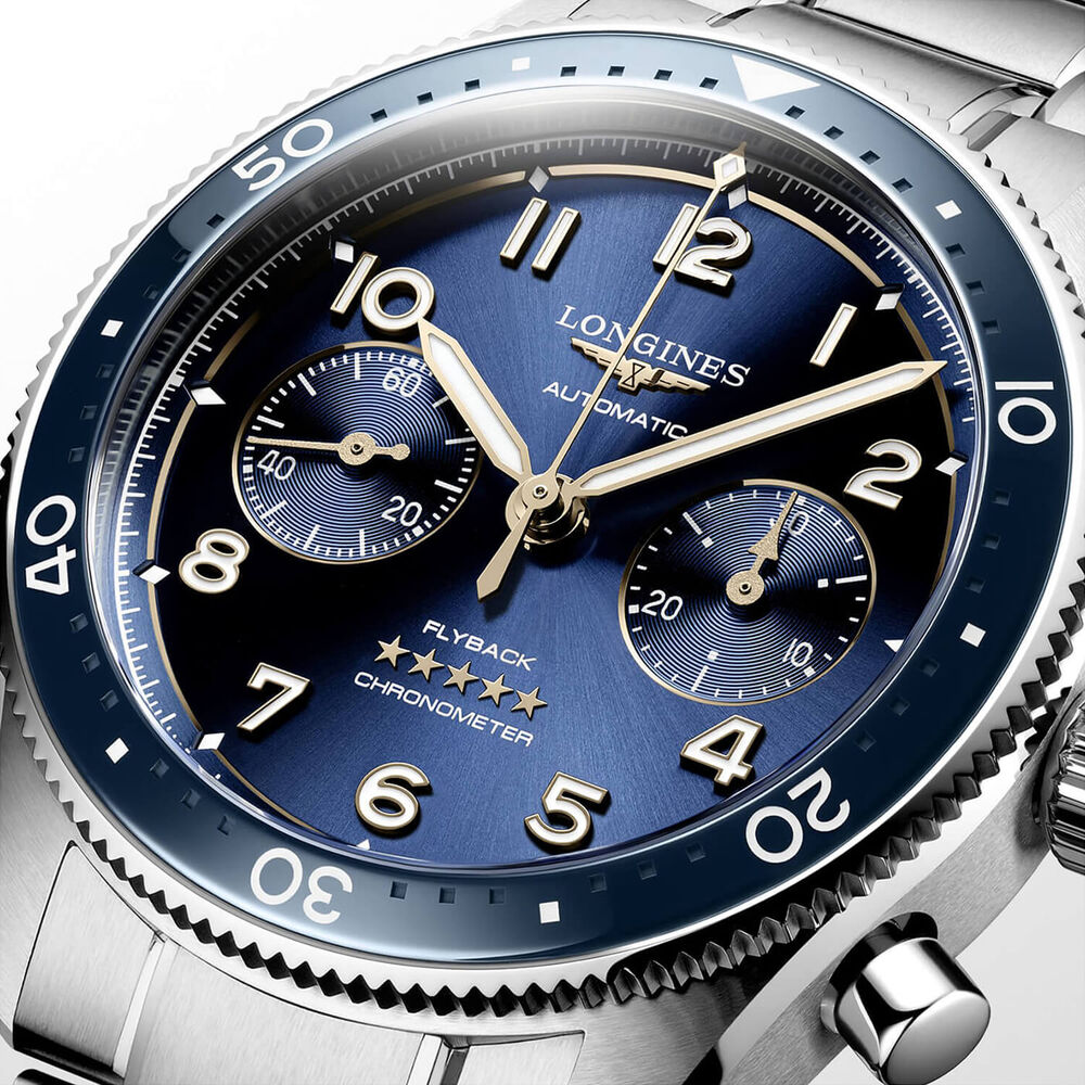 Longines Spirit Flyback 42mm Blue Chronograph Dial Bracelet Watch image number 3