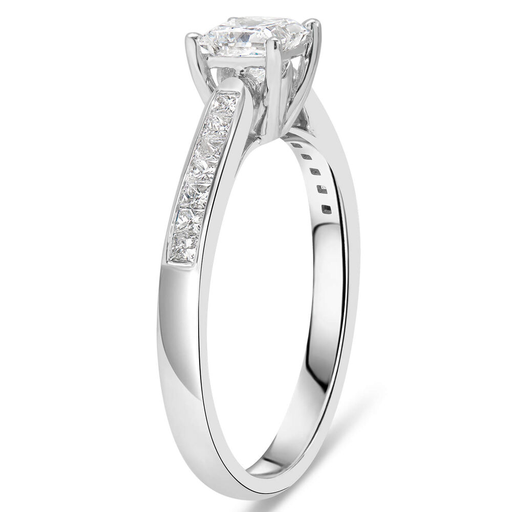 18ct White Gold 0.75ct Princess Diamond Tulip Setting Ring image number 3