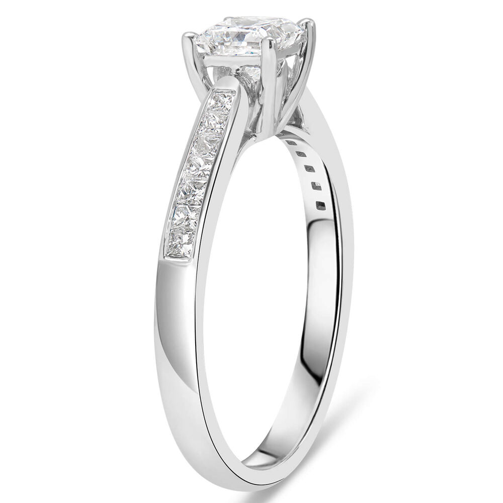 18ct White Gold 0.75ct Princess Diamond Tulip Setting Ring image number 3