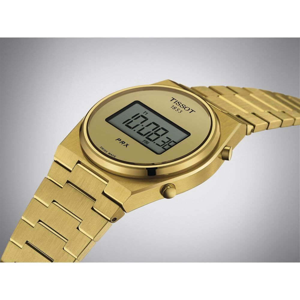 Tissot PRX Digital 40mm Champagne Dial Yellow Gold PVD Case Watch image number 3