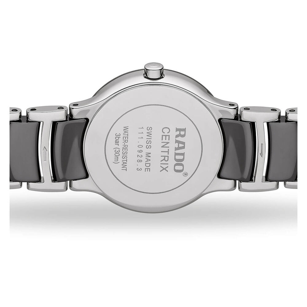 Rado Centrix ladies' platinum-coloured ceramic bracelet watch image number 2