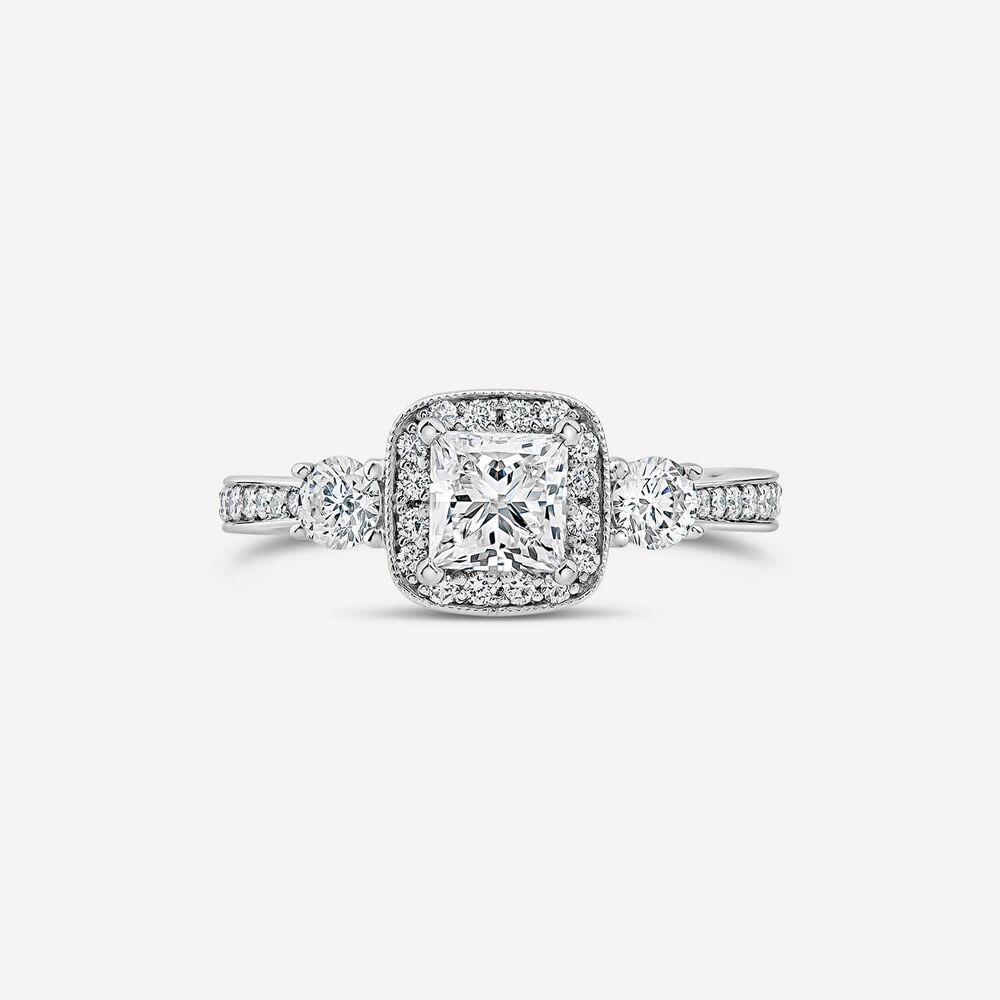 Northern Star 18ct White Gold 1.30ct Diamond Princess Cut Side Shoulders Ring