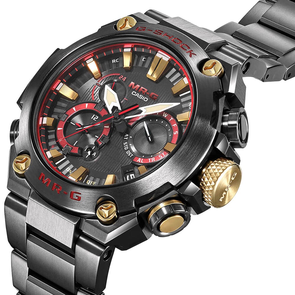G-SHOCK MR-G 54.7mm Black & Red Dial Titanium Bracelet Watch image number 2