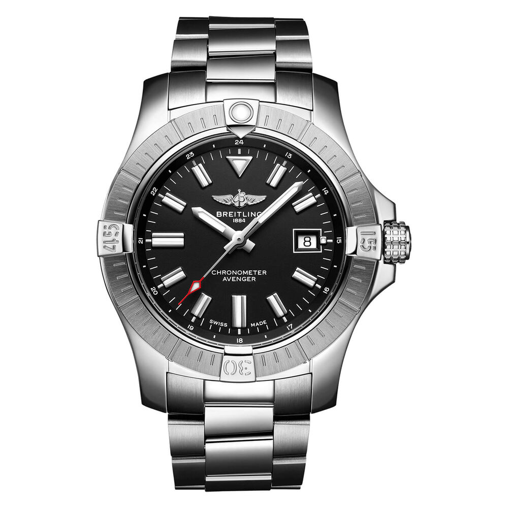 Breitling Avenger 43mm Black Dial Steel Case Bracelet Watch