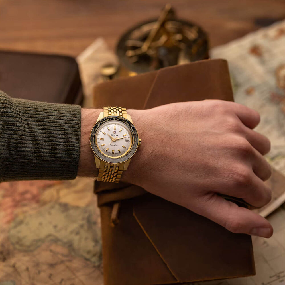 Rado Captain Cook Over-Pole Limited Edition 39mm Gold PVD Steel Bracelet & Leather Strap Watch image number 6