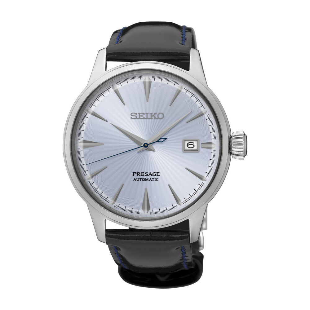 Seiko Presage Cocktail Collection Blue Dial Black Leather Men's Watch image number 0