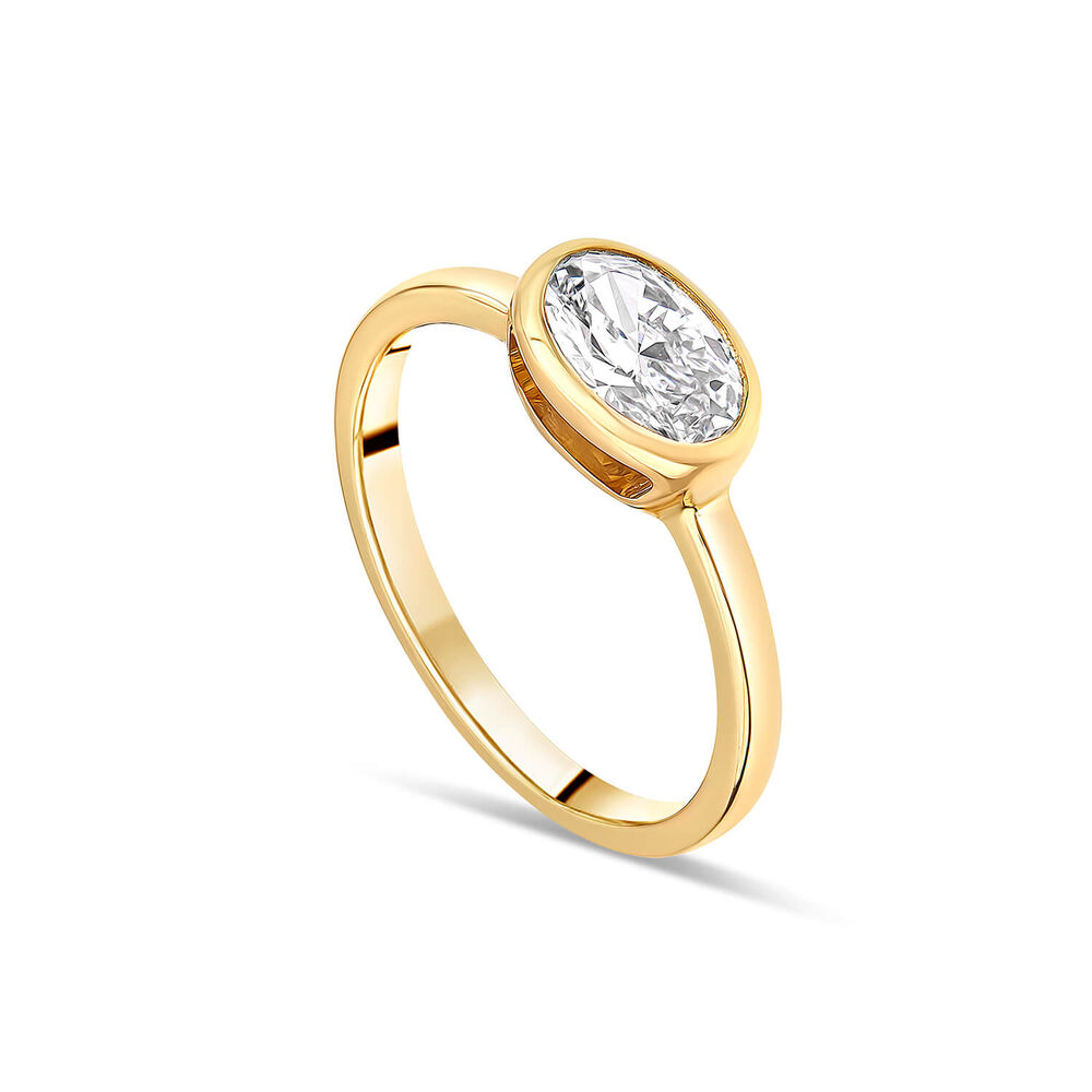 Born Orbit 9ct Yellow Gold Lab Grown 1ct Oval Diamond Ring image number 0