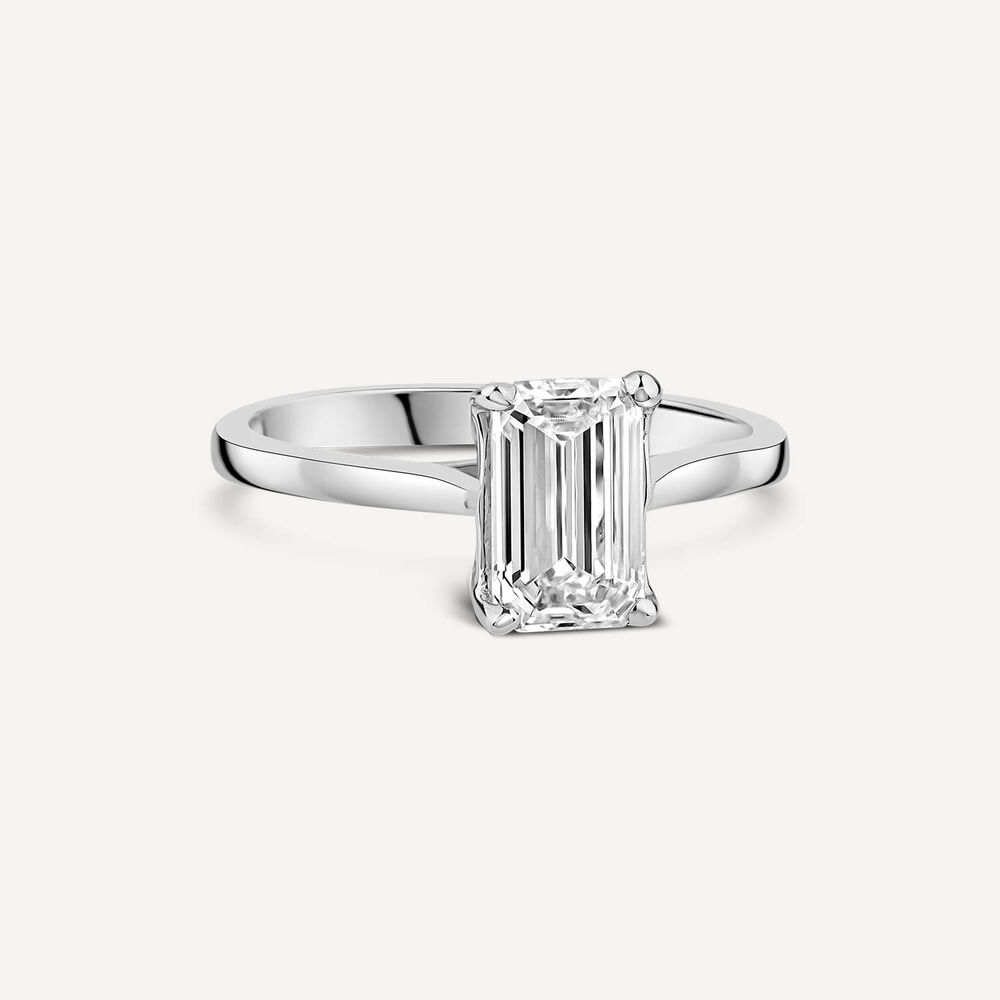 Born Platinum 2.00ct Lab Grown Emerald Cut Solitaire Diamond Ring image number 2