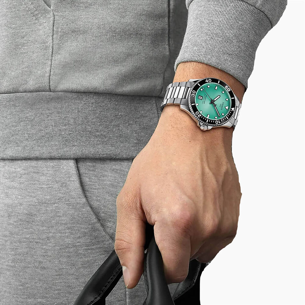 Tissot Seastar 1000 Quartz 40mm Turquoise Dial Steel Bracelet Watch