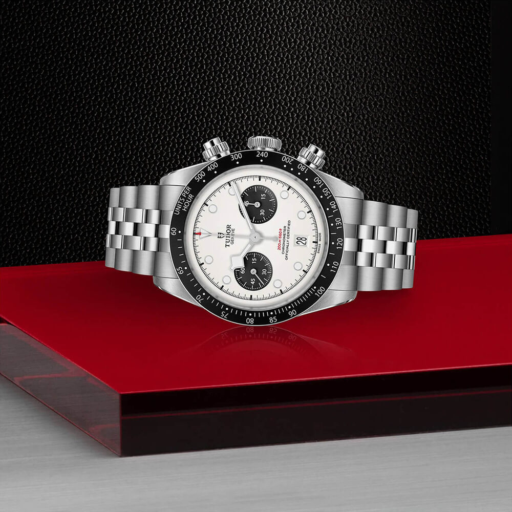 TUDOR Black Bay Chrono 41mm Opaline Dial Steel Five-Link Bracelet Watch image number 3