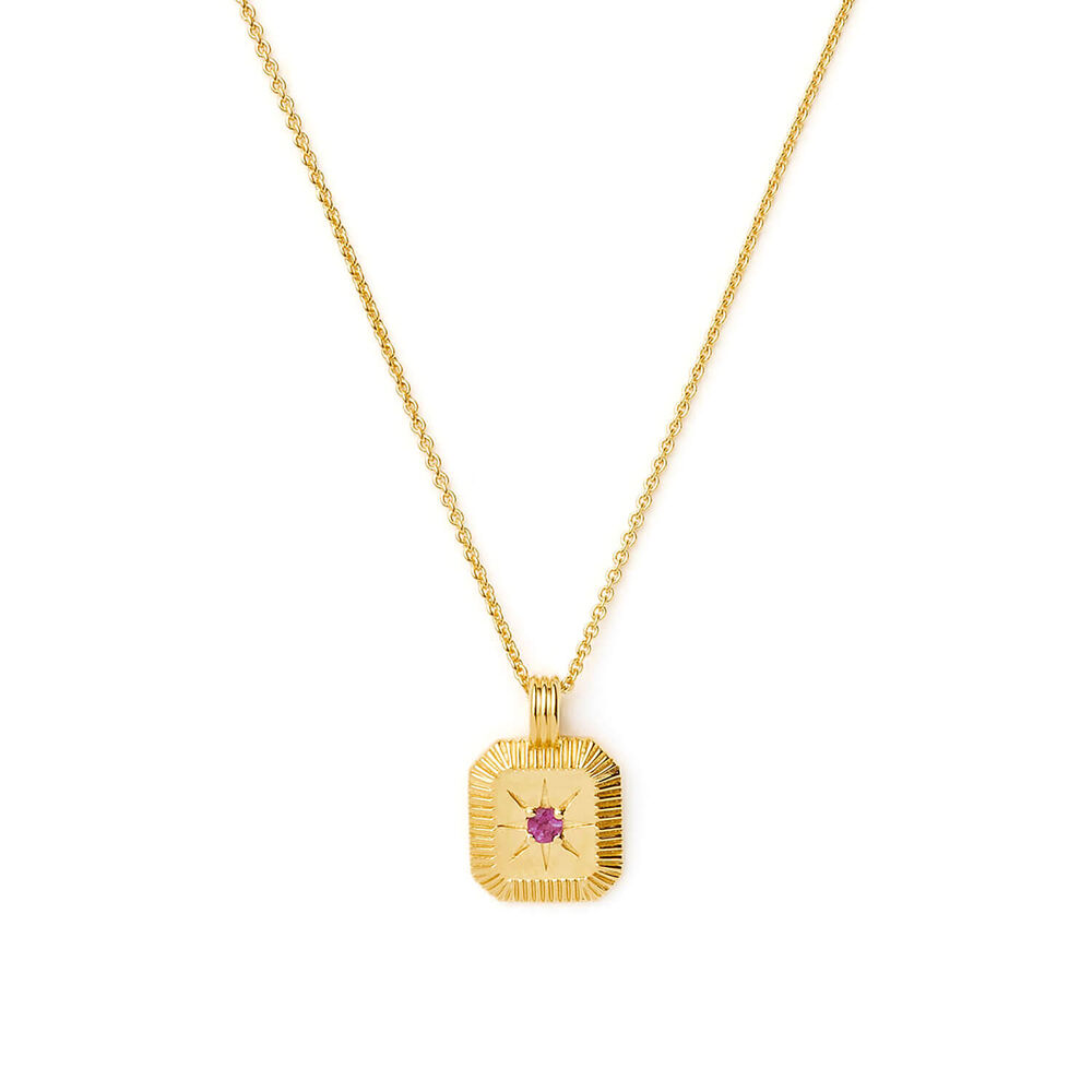 Missoma 18ct Gold Vermeil Sterling Silver Pink Tourmalline October Birthstone Pendant Necklace