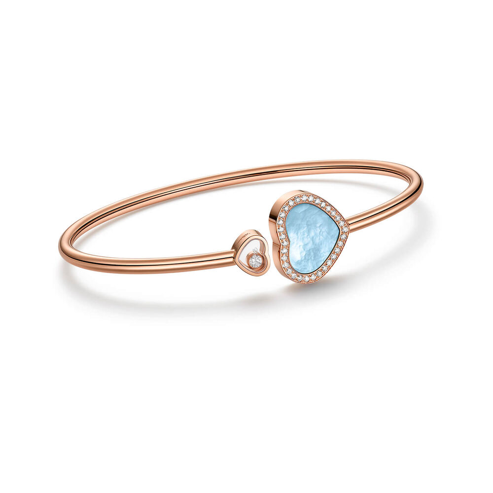 Chopard Happy Hearts Turqoise Mother of Pearl Heart 0.19ct Diamond 18ct Rose Gold Bangle