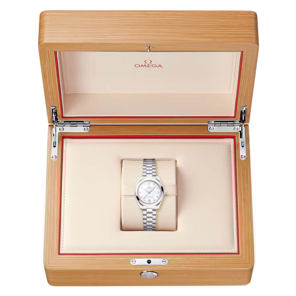 OMEGA Seamaster Aqua Terra 150M 30mm Mother of Pearl Dial Diamond Dots Steel Bracelet Watch image number 8