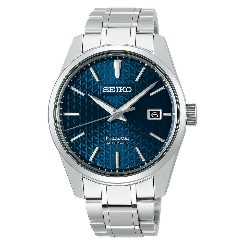 Seiko Presage Sharp Edged Series 39.3mm Blue Dial Steel Case Bracelet Watch