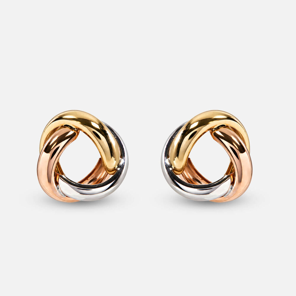 9ct Gold 3 Column Open Knot Stud Earrings