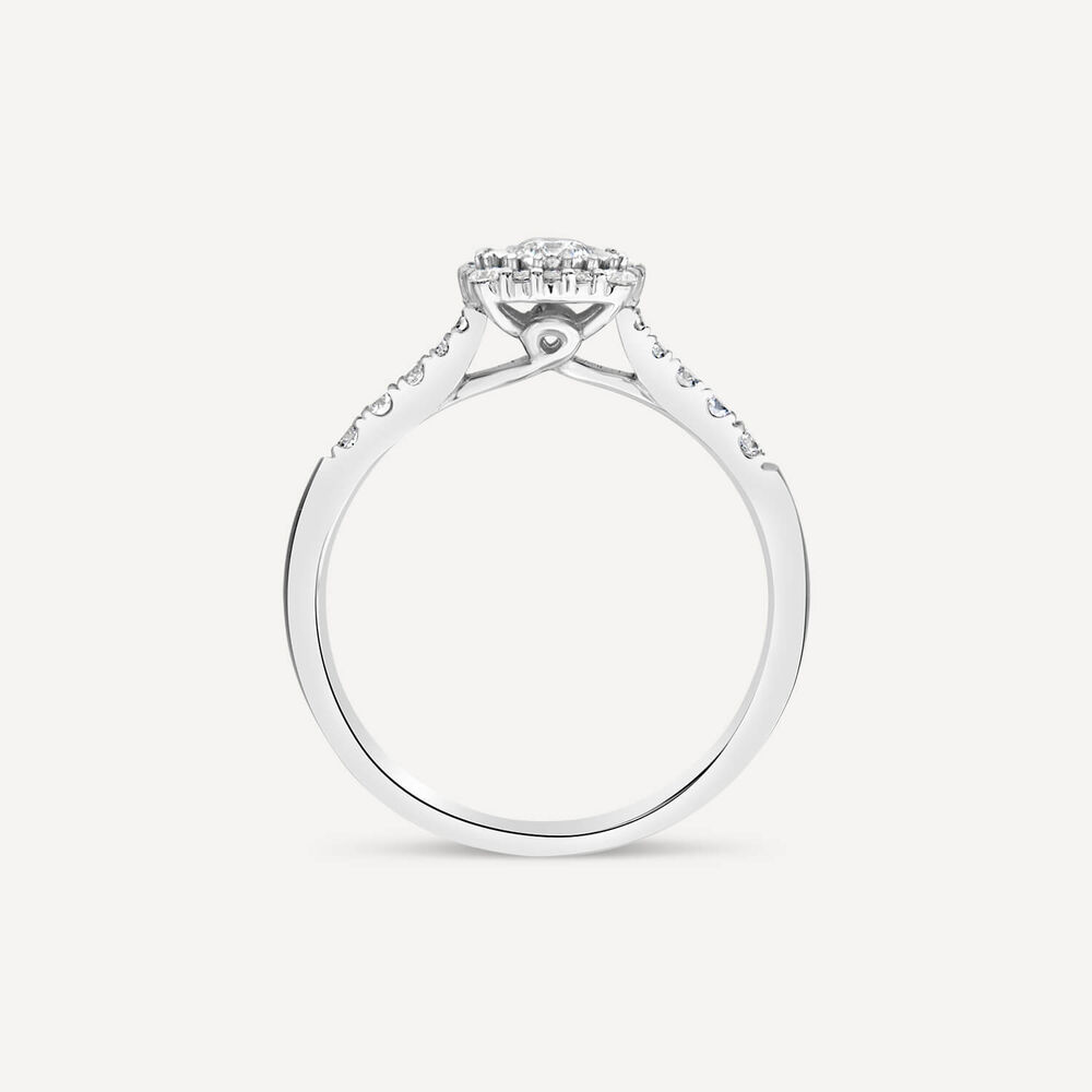 9ct White Gold 0.39ct Square Illusion Diamond Halo Shoulders Ring image number 3