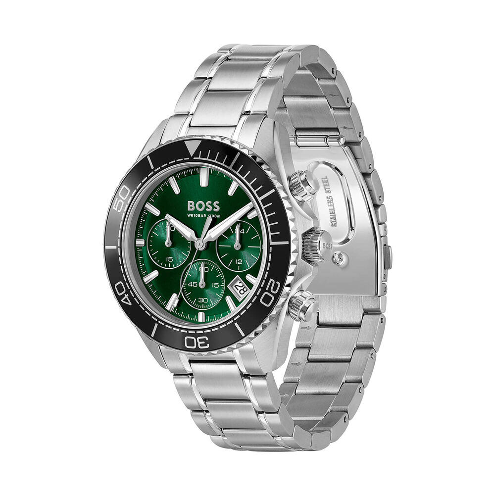 BOSS Sealiner 44mm Green Dial Stainless Steel Bracelet Chronograph Watch image number 2