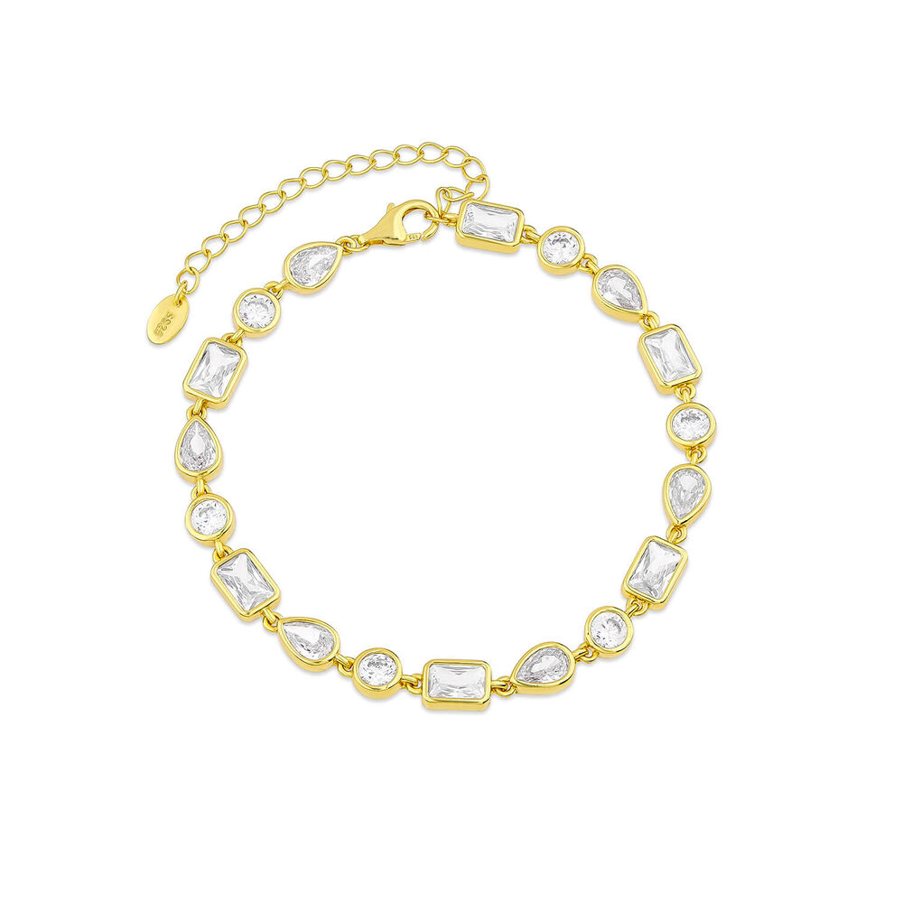 Sterling Silver Yellow Gold Plated Cubic Zirconia Bracelet