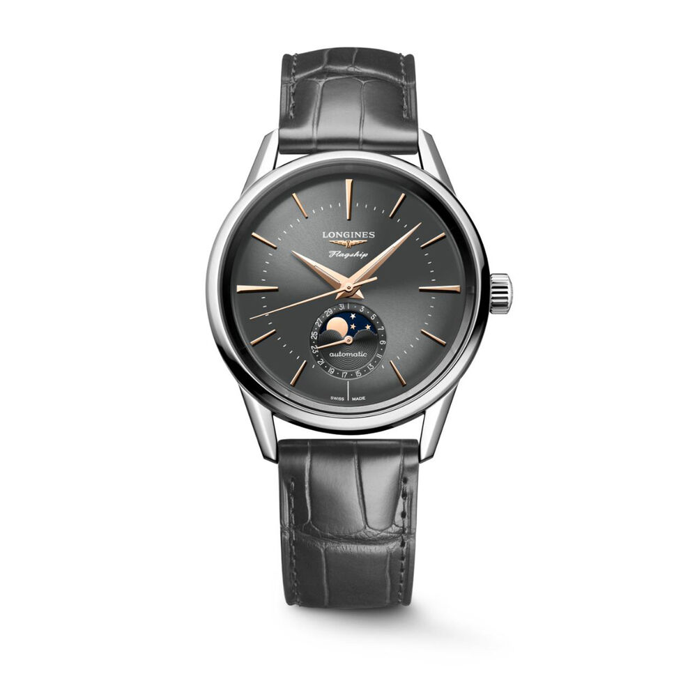 Longines Flagship Heritage 38.5mm Anthracite Dial Leather Watch image number 0