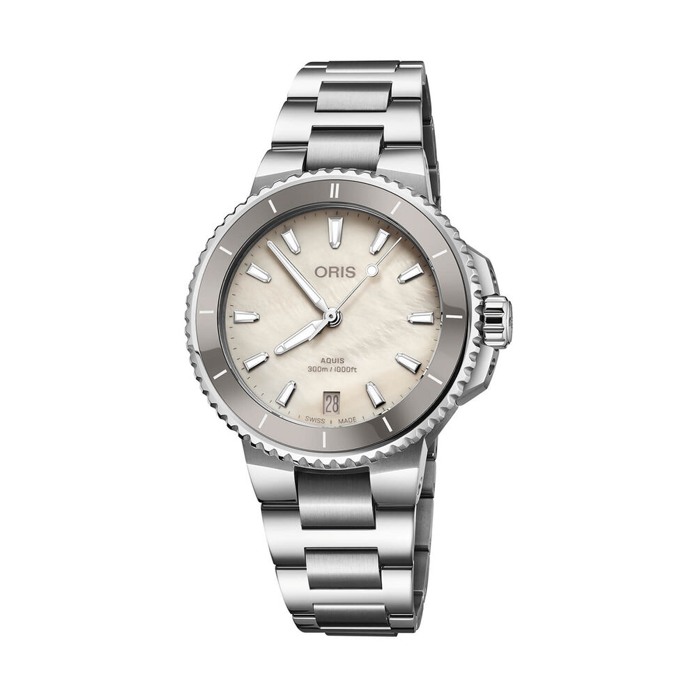 Oris Aquis Date 36.5mm White MOP Dial Stainless Steel Bracelet Watch image number 0