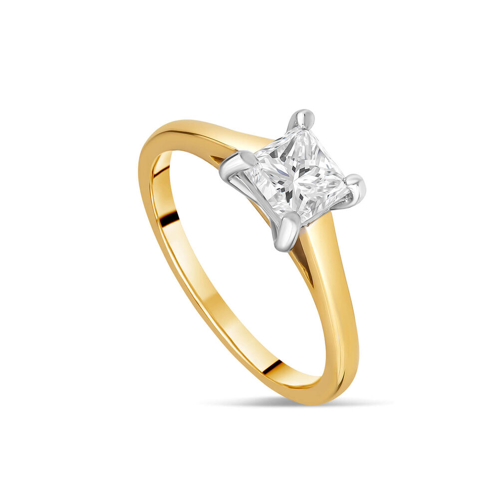 18ct Yellow Gold 1.01ct Princess Diamond Four Claw Solitaire Ring image number 0