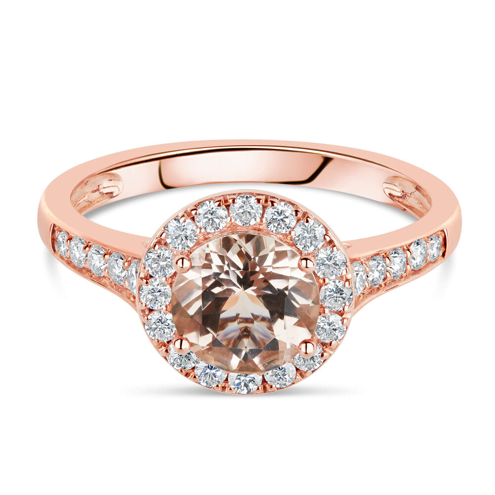 9ct Rose Gold 0.40ct Diamond & Morganite Round Cut Ring image number 4