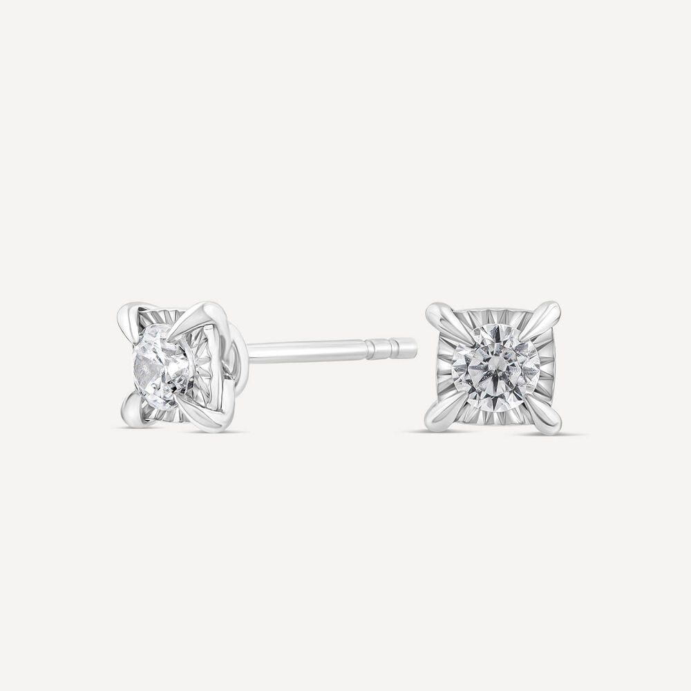 9ct White Gold 0.25ct Miracle Plate Diamond Stud Earrings