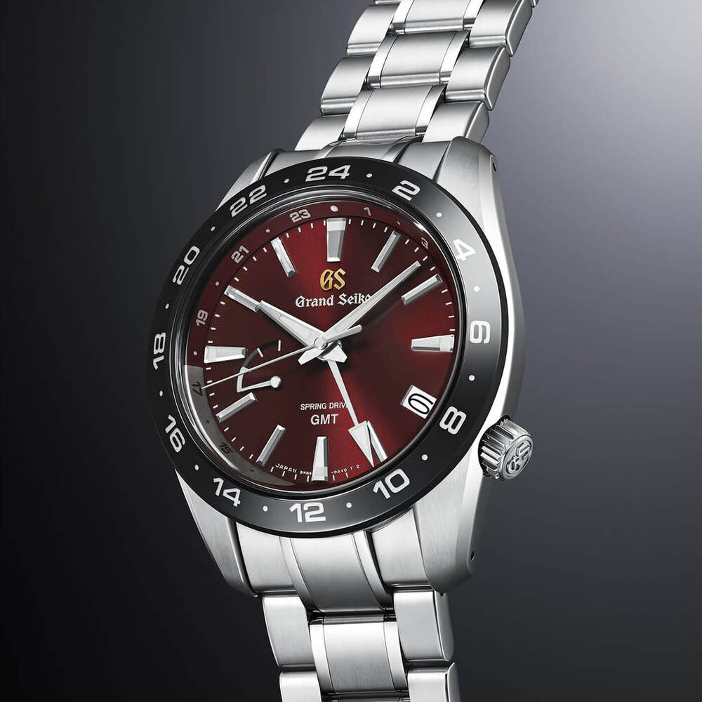 Grand Seiko ‘Hotaka Peaks’ Morning Glow Spring Drive GMT 40.5mm Red Dial Steel Bracelet Watch image number 4