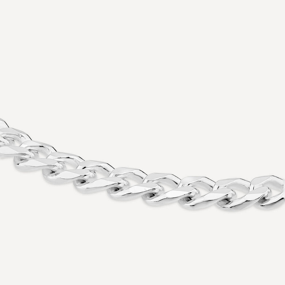 Sterling Silver Diamond Cut Curb Mens Bracelet