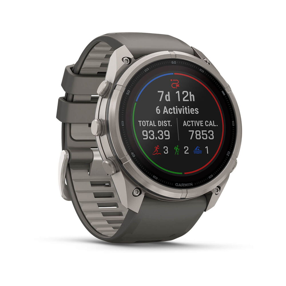 Garmin fenix 9 Pro Solar 51mm Titanium Pebble Grey Silicone Strap Watch