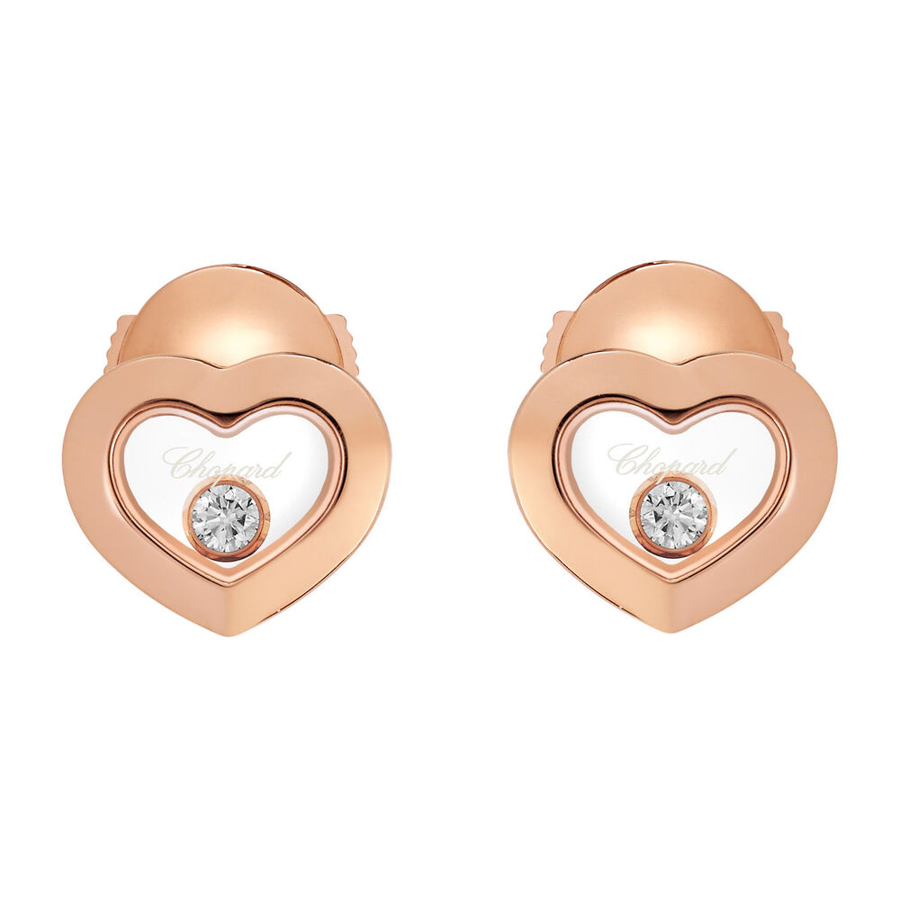 Chopard 18ct Rose Gold Happy Diamonds Icon Heart Earrings image number 0