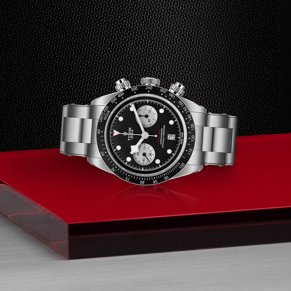 TUDOR Black Bay Chrono 41mm Black Dial Steel Three-Link Bracelet Watch image number 3