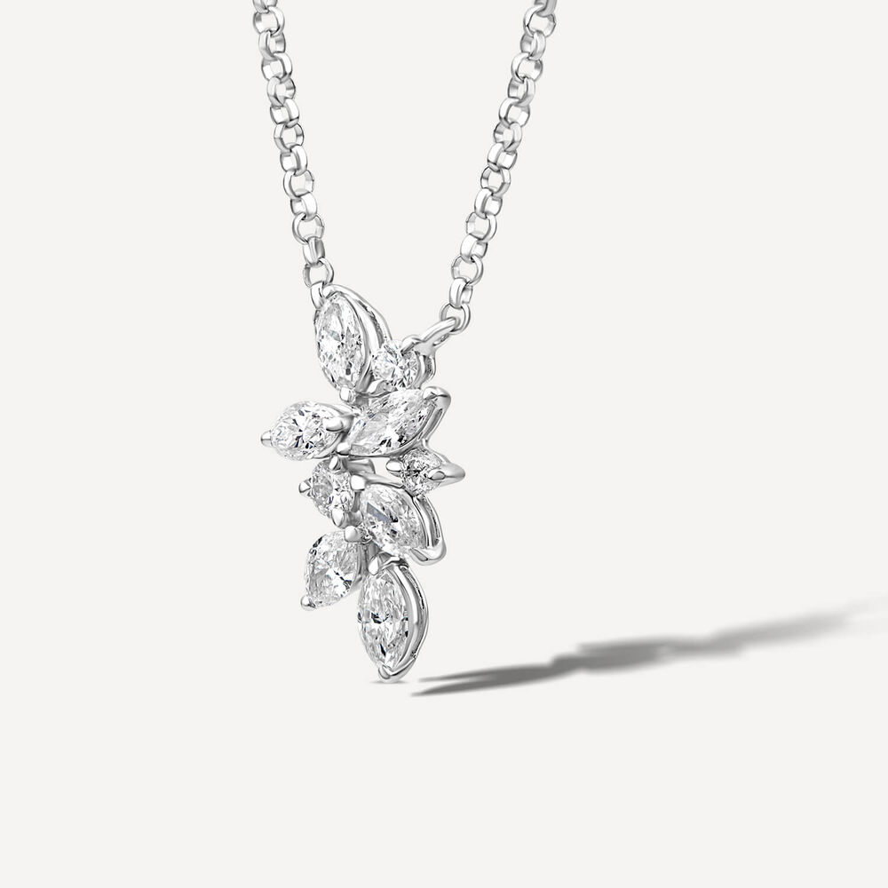 9ct White Gold 0.45ct Diamond Mixed Cuts Leaf Necklet image number 1