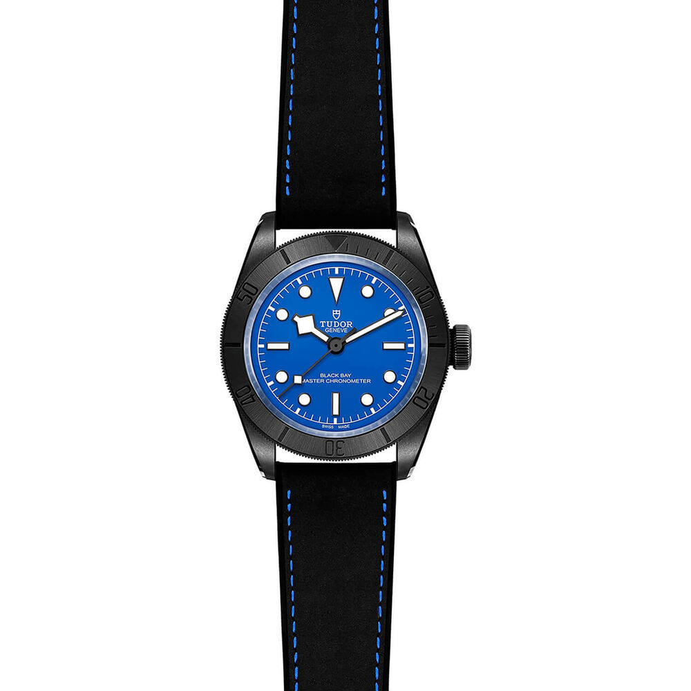TUDOR Black Bay Ceramic 41mm Blue Dial Black Leather Strap Watch image number 1