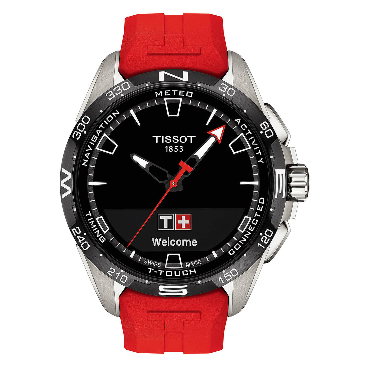 Tissot T Touch 47.5mm Black Titanium Case Red Strap Watch
