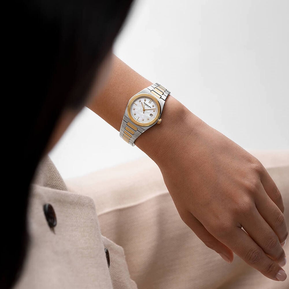 Raymond Weil A.R.T. 30mm White Mother of Pearl Dial Two Tone Steel Bracelet Watch