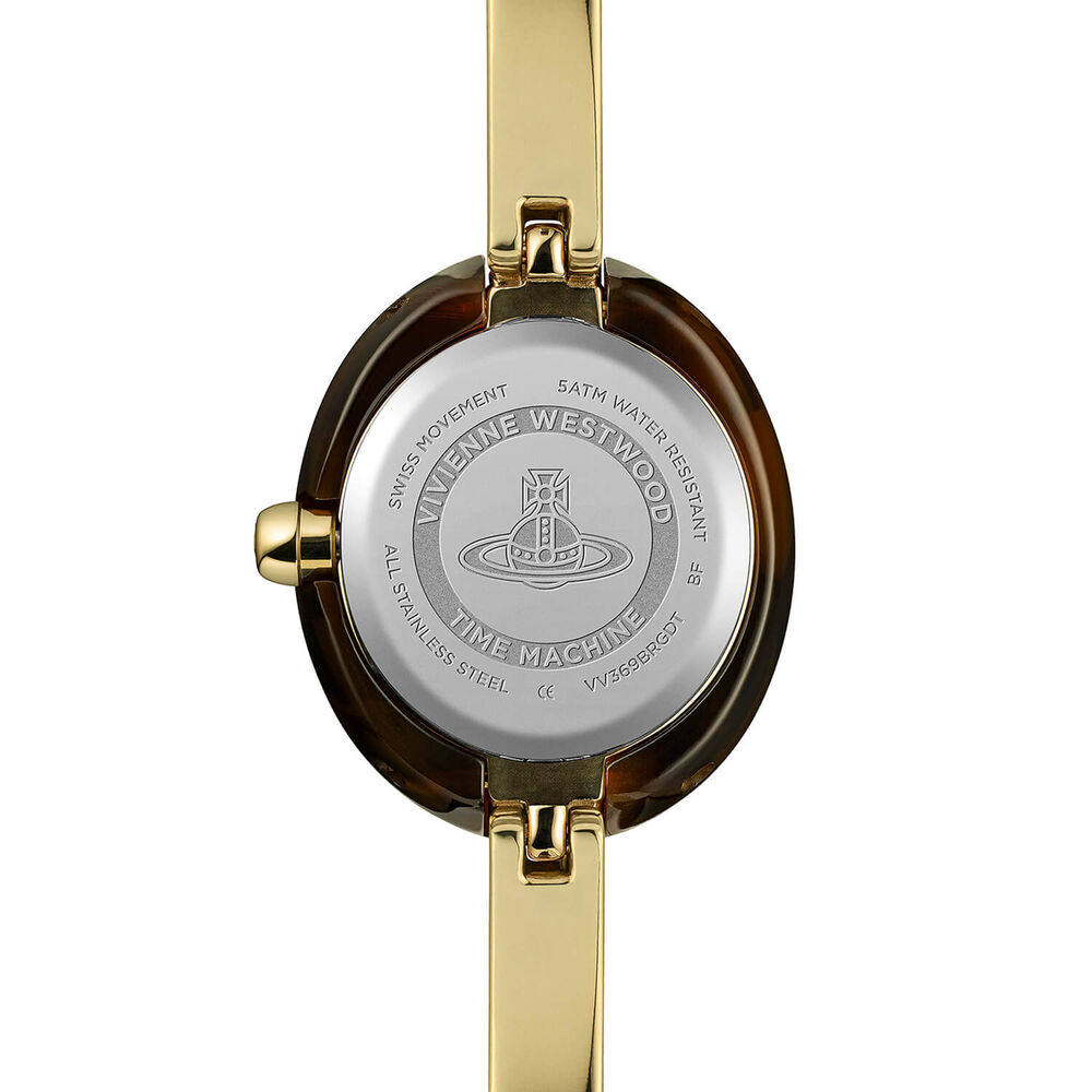Vivienne Westwood Audley 24mm Brown Dial Tortoiseshell Case Gold Tone Steel Bracelet Watch