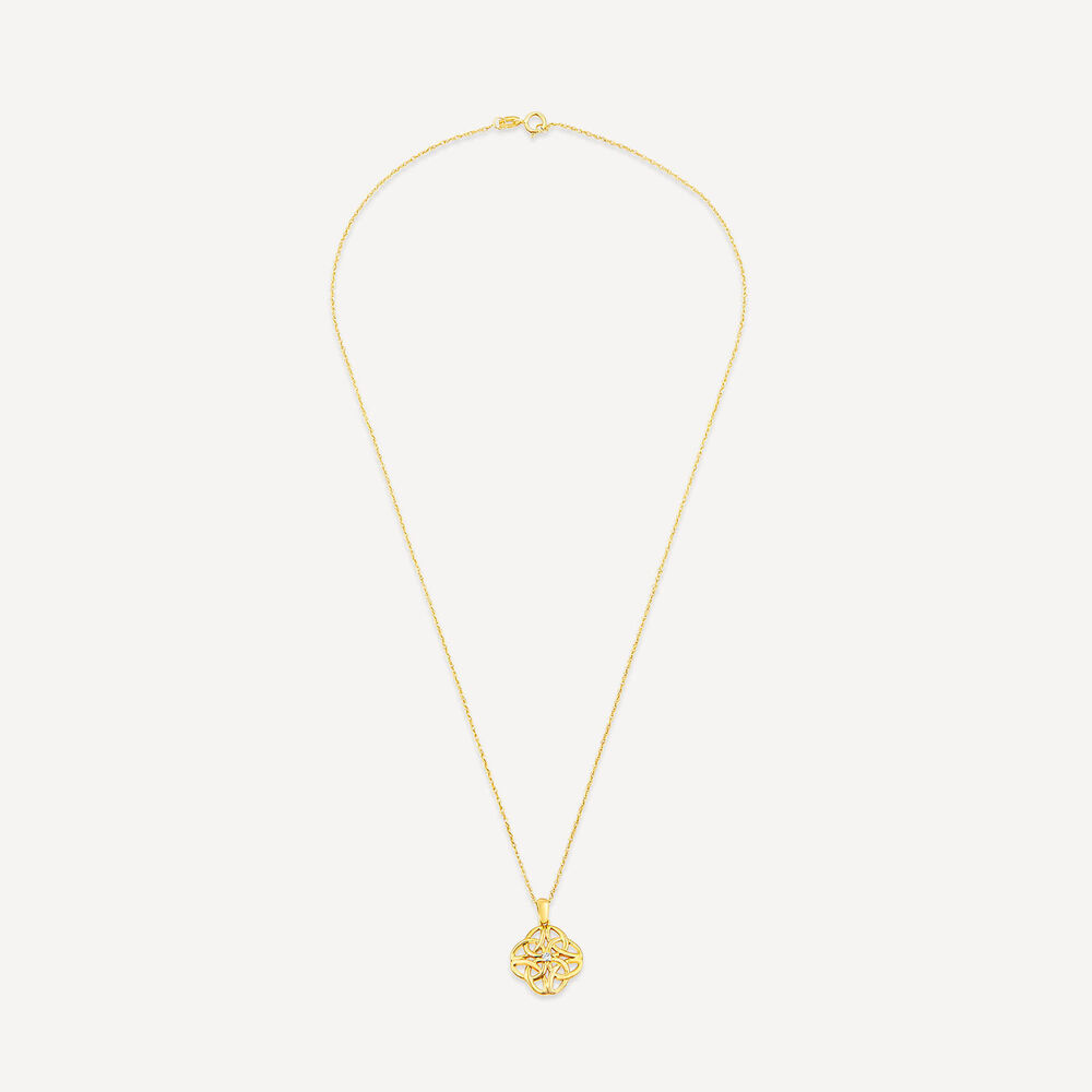 9ct Yellow Gold Cubic Zirconica Celtic Knot Pendant image number 2