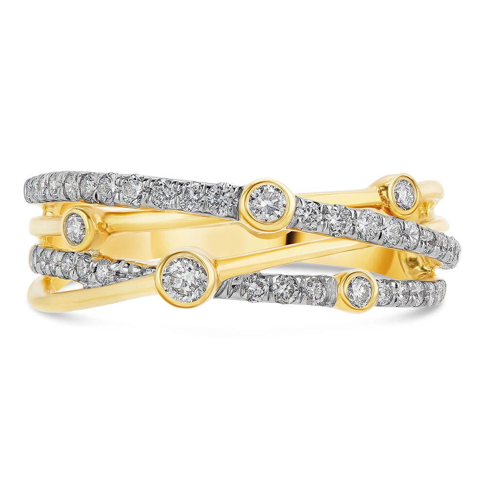 9ct Yellow Gold 0.50ct Diamond Crossover Bubble Ring image number 1
