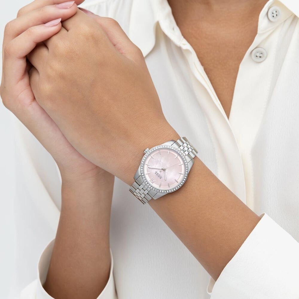 BOSS Graceful 32mm Pink Mother of Pearl Dial Steel Bracelet Watch