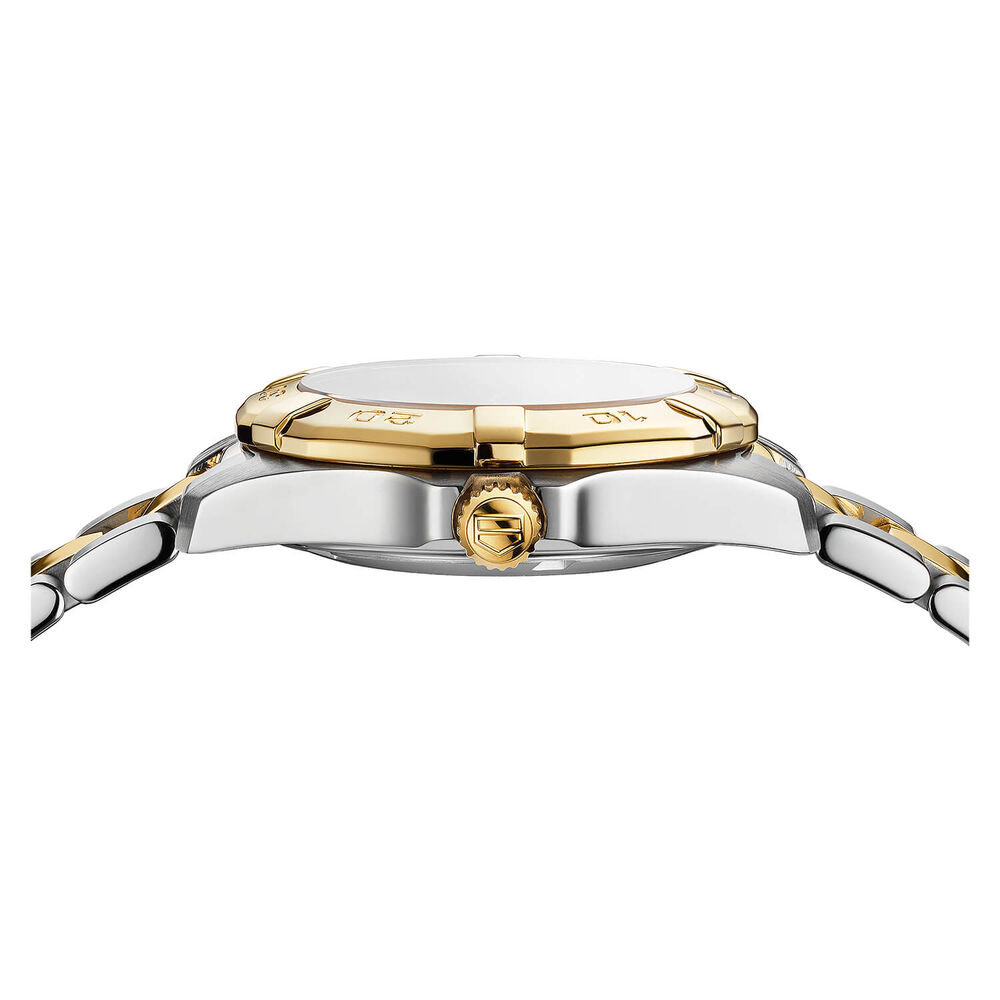 TAG Heuer Aquaracer Date 32mm MOP Dial Diamond Dots 18k Gold Plated & Steel Bracelet Watch image number 2
