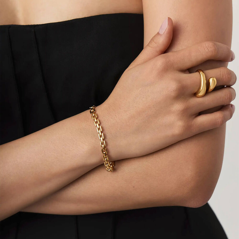 Missoma 18ct Gold Plated Steel Timepiece Link Chain Bracelet